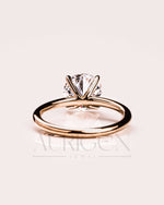 Round Moissanite and Leb Grown Solitaire Engagement Ring in 18k Rose Gold