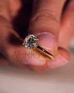 Round Moissanite and Leb Grown Solitaire Engagement Ring in 18k Rose Gold