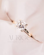 Classic 14K Solid Gold Asscher Cut Moissanite and Lab Grown 4-Prong Solitaire Ring