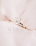 Classic 14K Solid Gold Asscher Cut Moissanite and Lab Grown 4-Prong Solitaire Ring