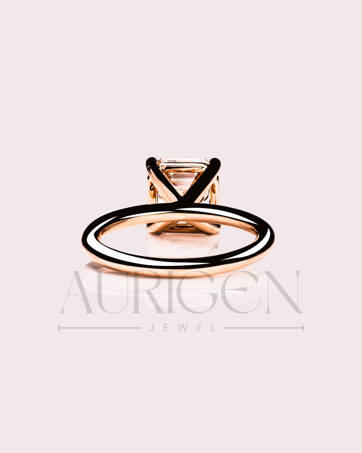 Classic 14K Solid Gold Asscher Cut Moissanite and Lab Grown 4-Prong Solitaire Ring
