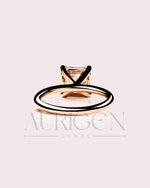 Classic 14K Solid Gold Asscher Cut Moissanite and Lab Grown 4-Prong Solitaire Ring