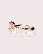 Classic 14K Solid Gold Asscher Cut Moissanite and Lab Grown 4-Prong Solitaire Ring
