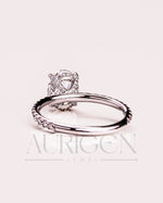 Hidden Halo Oval Cut Lab Grown and Moissanite Diamond Engagement Ring with Pave