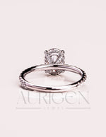 Hidden Halo Oval Cut Lab Grown and Moissanite Diamond Engagement Ring with Pave
