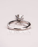 White Gold Round Cut Lab Grown and Moissanite Diamond Ring With Pave