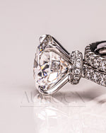 White Gold Round Cut Lab Grown and Moissanite Diamond Ring With Pave