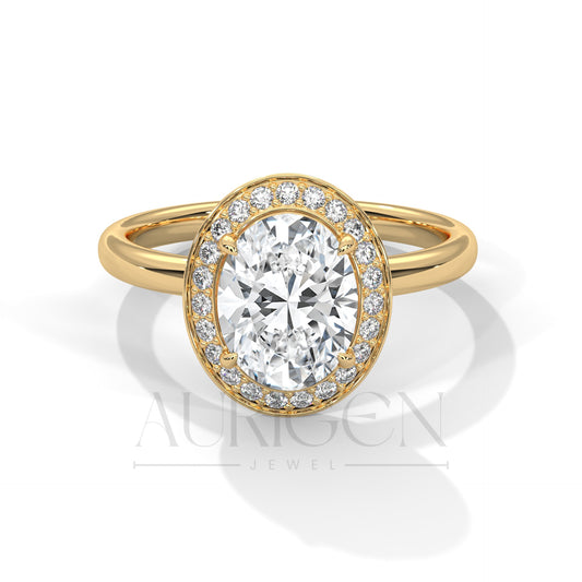 Sparkly 2.00 CT Oval Cut Moissanite Diamond Halo Engagement Ring