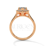 14K Solid Gold Marquise Engagement Ring with Diamond Halo