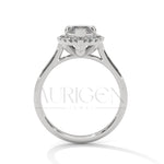 14K Solid Gold Marquise Engagement Ring with Diamond Halo