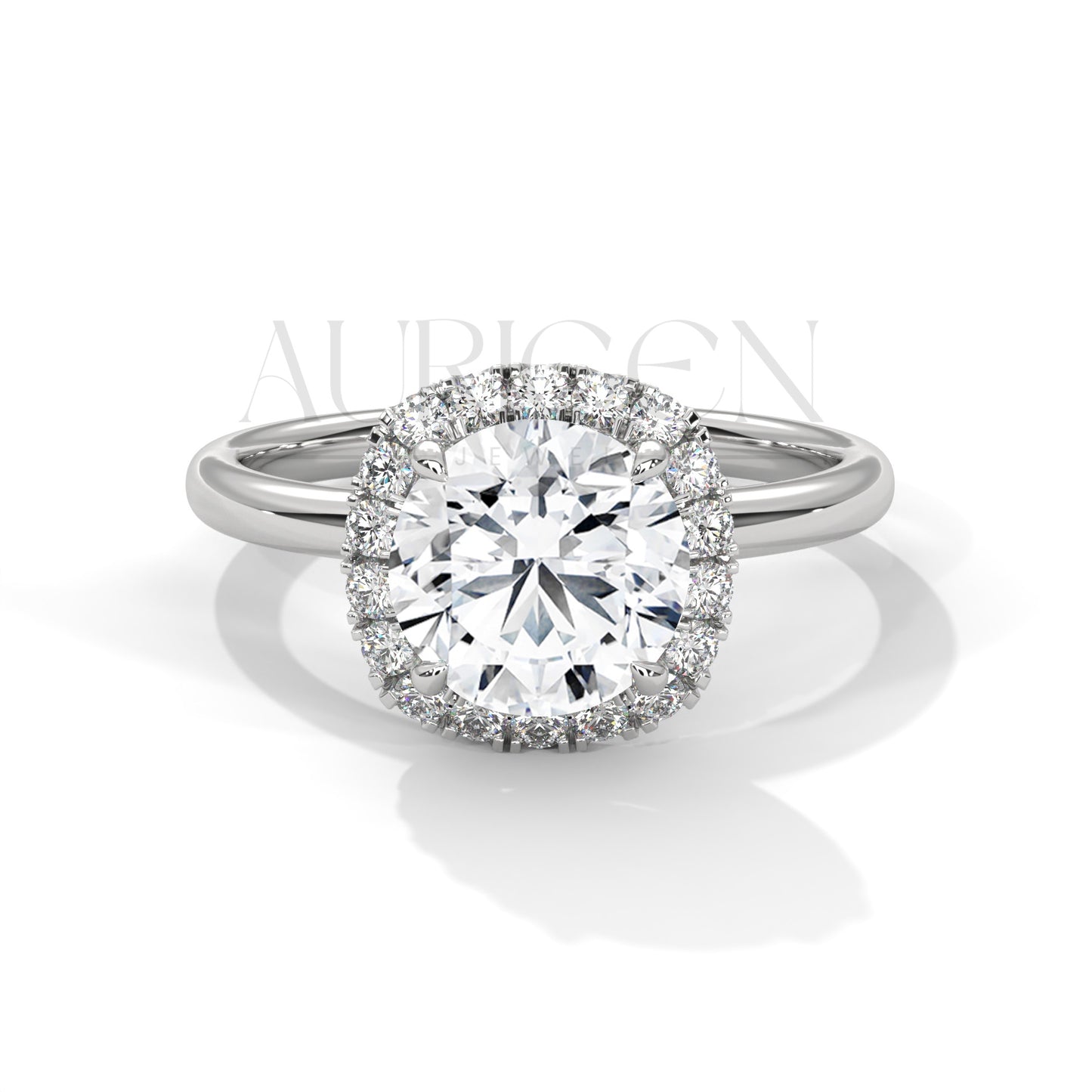 2 CT Round Brilliant Halo Diamond Ring in 14K Solid Gold
