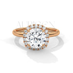 2 CT Round Brilliant Halo Diamond Ring in 14K Solid Gold