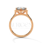Floral Halo 2.00 CT Round Cut Diamond 14K Solid Gold Engagement Ring