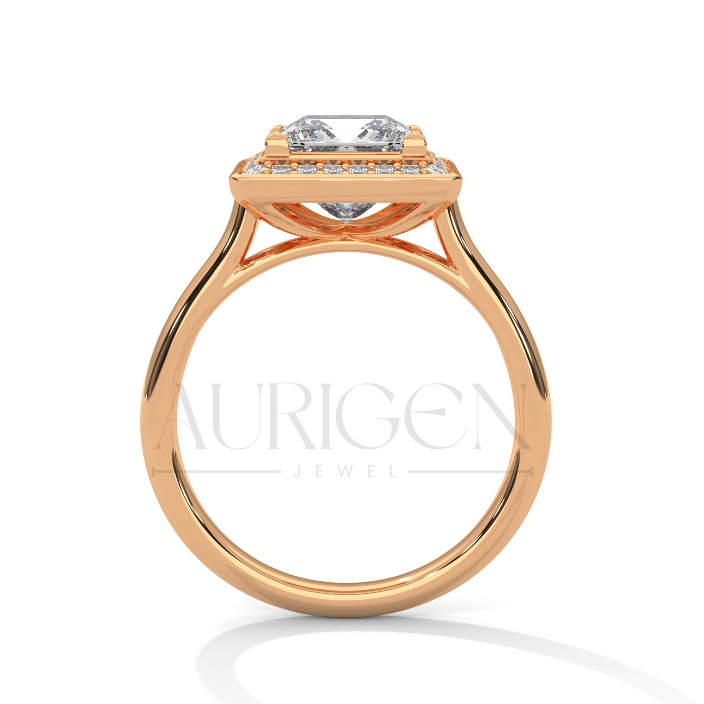 2.0 CT Princess Cut Diamond Engagement Ring with Halo in 14K Solid Gold