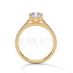 Timeless Emerald Cut Moissanite Ring with Pave Diamond Band