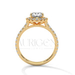 Dazzling 14K Solid Gold Engagement Ring Oval Cut Moissanite Diamond Halo and Pave Setting Ring