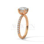 2.0 CT Round Brilliant Cut Diamond Pave Engagement Ring in 14K Solid Gold