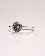 6-Prong Dark Grey Moissanite and Leb Grown Solitaire Engagement Ring