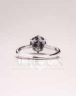 6-Prong Dark Grey Moissanite and Leb Grown Solitaire Engagement Ring