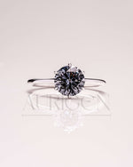 6-Prong Dark Grey Moissanite and Leb Grown Solitaire Engagement Ring