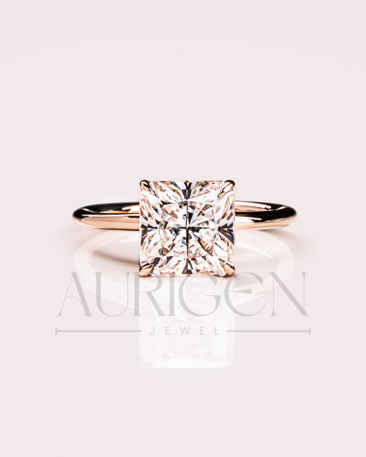 Timeless Sparkle: Princess Cut Moissanite and Lab Grown Diamond Ring