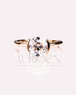 Attractive Cushion Cut Moissanite and Lab Grown Diamond Ring With Half Bezel Setting
