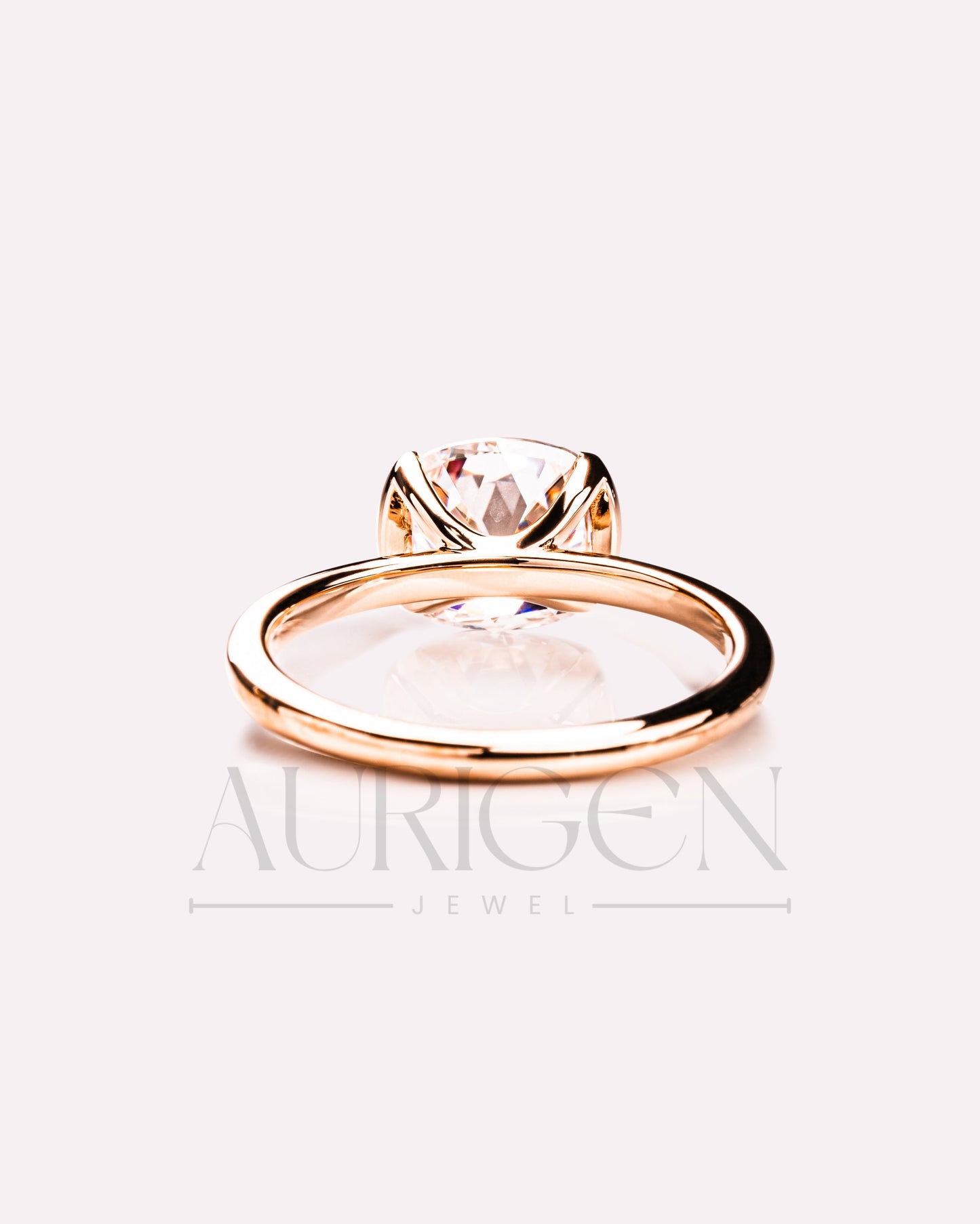 Attractive Cushion Cut Moissanite and Lab Grown Diamond Ring With Half Bezel Setting