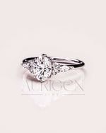 Oval Cut Moissanite and Lab Grown Diamond 14K Solid Gold Ring – Six Prong & Side Stone