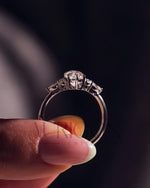 Oval Cut Moissanite and Lab Grown Diamond 14K Solid Gold Ring – Six Prong & Side Stone