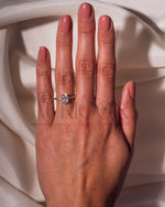 Elongated Cushion Cut Moissanite & Leb Engagement Ring Hidden with Side Round Diamond 14K Rose Gold