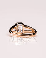 Timeless Emerald Cut Lab Grown and Moissanite Diamond Ring – Bezel Setting 14K Solid Gold