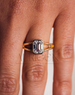 Timeless Emerald Cut Lab Grown and Moissanite Diamond Ring – Bezel Setting 14K Solid Gold