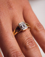 Timeless Emerald Cut Lab Grown and Moissanite Diamond Ring – Bezel Setting 14K Solid Gold