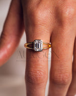 Timeless Emerald Cut Lab Grown and Moissanite Diamond Ring – Bezel Setting 14K Solid Gold