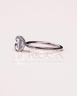 Modern Elongated Cushion Moissanite and Leb Diamond Ring 14K White Gold Halo Diamond Ring