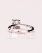Modern Elongated Cushion Moissanite and Leb Diamond Ring 14K White Gold Halo Diamond Ring