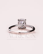 Modern Elongated Cushion Moissanite and Leb Diamond Ring 14K White Gold Halo Diamond Ring