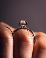Modern Elongated Cushion Moissanite and Leb Diamond Ring 14K White Gold Halo Diamond Ring