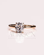 Solitaire Cushion Cut Engagement Ring - Moissanite and Lab Grown Diamond