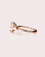 Oval Moissanite & Leb Three Stone Engagement Ring with Pear Accents 14K Rose Gold
