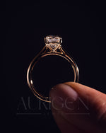 Moissanite and Lab Grown Diamond Emerald Cut Solitaire Engagement Ring in Solid Gold