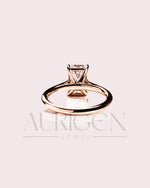 Moissanite and Lab Grown Diamond Emerald Cut Solitaire Engagement Ring in Solid Gold