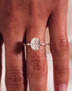 Crushed Ice Oval Cut Moissanite and Lab Grown Diamond Flush Set Engagement Ring