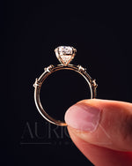 Crushed Ice Oval Cut Moissanite and Lab Grown Diamond Flush Set Engagement Ring