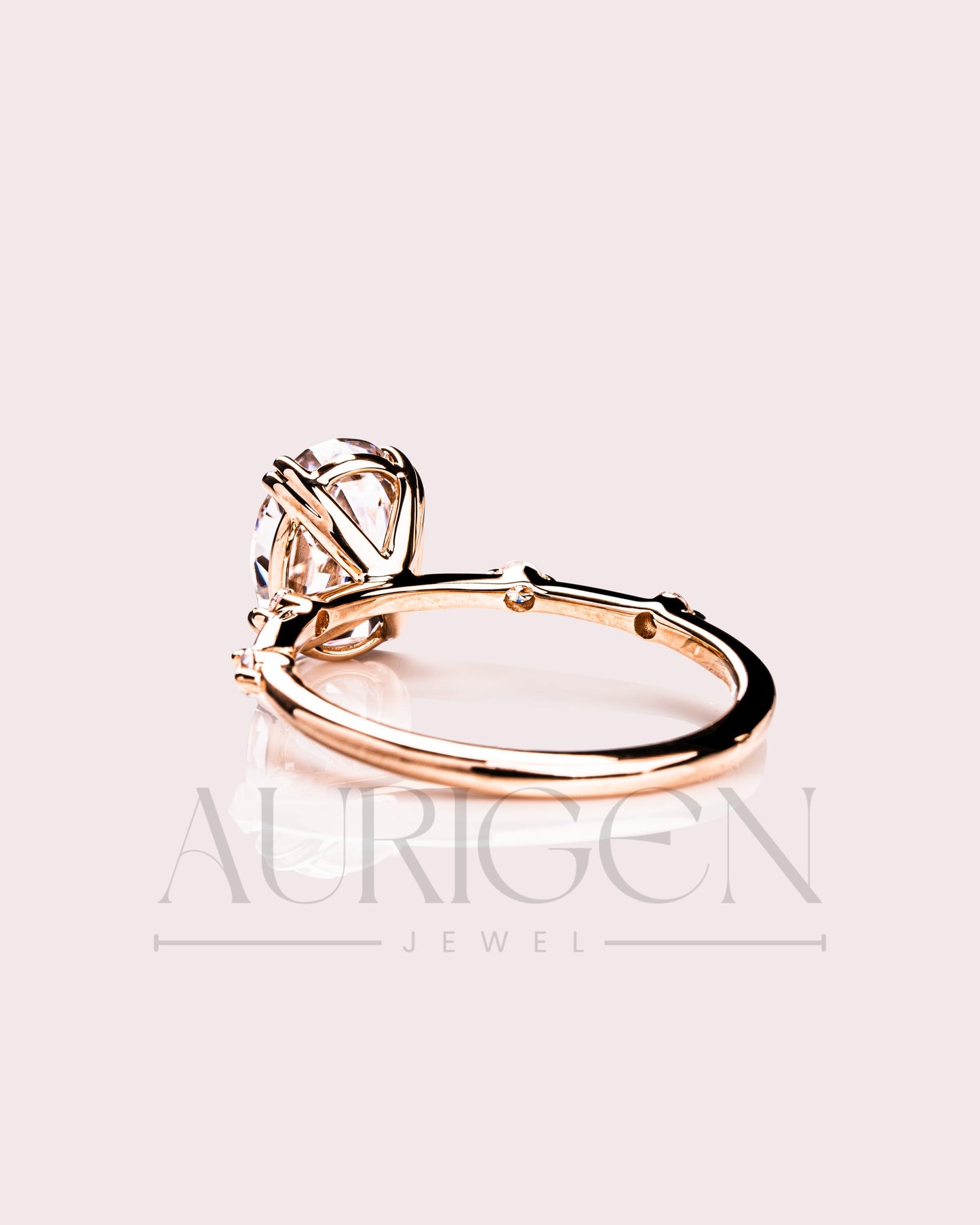 Crushed Ice Oval Cut Moissanite and Lab Grown Diamond Flush Set Engagement Ring