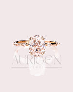 Crushed Ice Oval Cut Moissanite and Lab Grown Diamond Flush Set Engagement Ring
