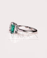 Two-Stone Pear and Emerald Cut Moissanite and Lab Grown Diamond Ring