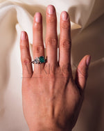 Two-Stone Pear and Emerald Cut Moissanite and Lab Grown Diamond Ring