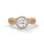 1 Ct Round Brilliant Diamond Ring with Twisted Pave Band