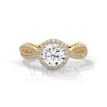 1 Ct Round Brilliant Diamond Ring with Twisted Pave Band